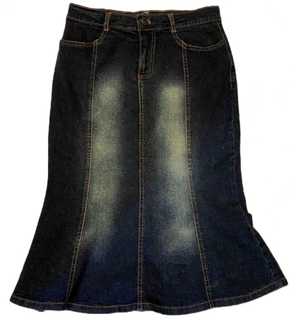 jean paneled long skirt