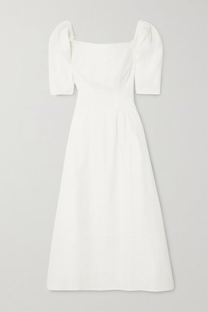 Ivory Aura linen-blend midi dress | ANNA QUAN | NET-A-PORTER