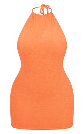 Shape Orange Towelling Backless Bodycon Dress | PrettyLittleThing USA