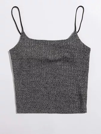 Rib-knit Marled Knit Cami Top | SHEIN USA grey