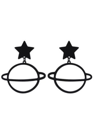 Star Black Saturn earrings jewelry fun