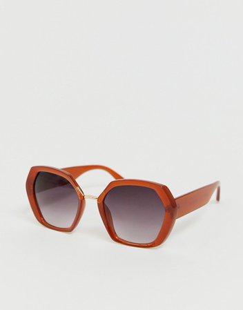 ASOS DESIGN oversized 70s hexagon sunglasses with metal nose bridge | ASOS