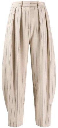 pinstripe pleated trousers