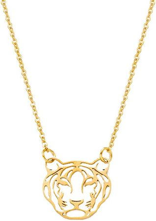 Amazon.com: Cute Hollow Africa Lions Tiger Face Outline Animal Pendant Necklace for Women and Girl Jewelry Gift (Gold Tiger) : Clothing, Shoes & Jewelry