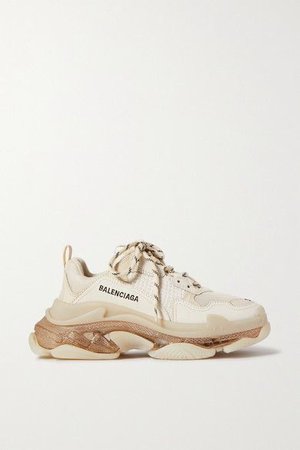 Balenciaga | Triple S Clear Sole logo-embroidered leather, nubuck and mesh sneakers