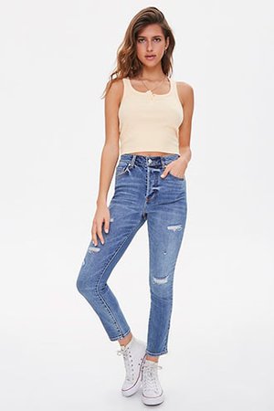 The Westwood Distressed Mom Jeans | Forever 21