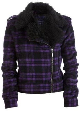 Purple and Black Jacket with fur collar