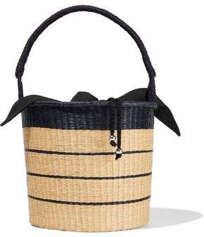 Studio Two-tone Striped Woven Toquilla Straw Bucket Bag