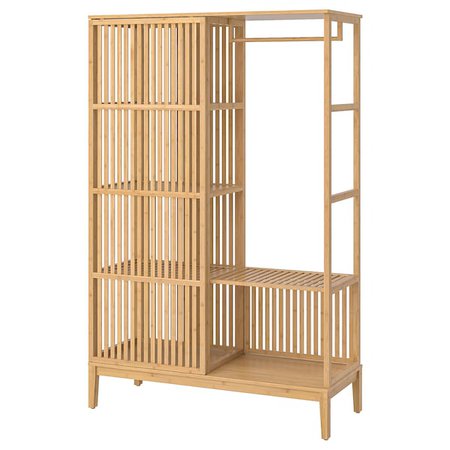 NORDKISA Open wardrobe with sliding door - bamboo - IKEA