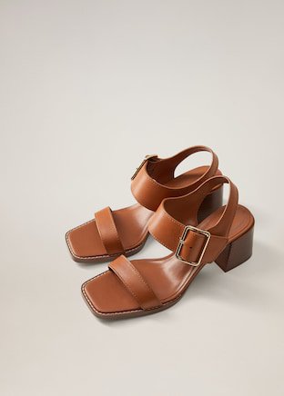 Buckle leather sandals - Women | Mango USA brown