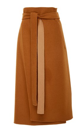 High-Waisted Belted Wool Wrap Skirt by Deveaux | Moda Operandi