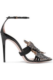 Jimmy Choo | Lynn 100 crystal-embellished suede sandals | NET-A-PORTER.COM