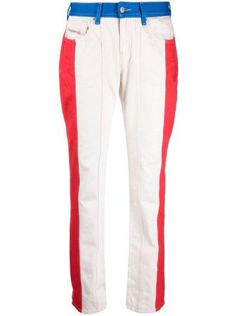 Shop Diesel 2002 0eiar colour-blocked trousers with Express Delivery - FARFETCH