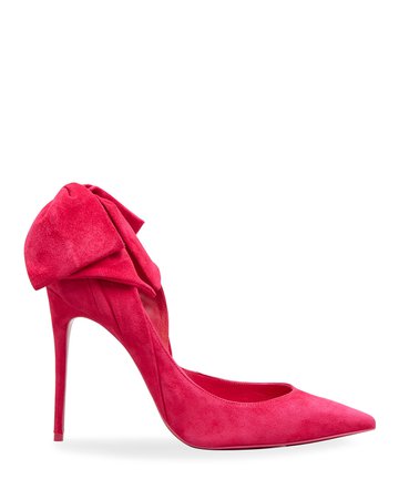 Christian Louboutin Rabakate Suede Bow Red Sole Pumps | Neiman Marcus