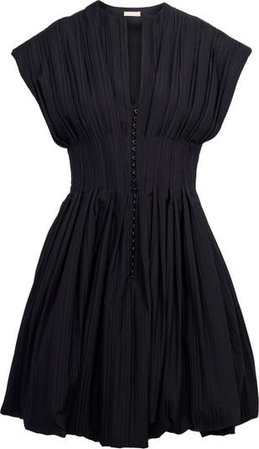 Pleated Cotton Blend Corset Fit & Flare Dress | Nordstrom