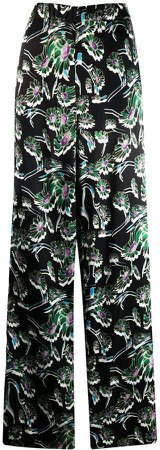 printed wide-leg trousers