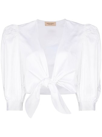 Adriana Degreas Puff Sleeve Tie Front Blouse - Farfetch