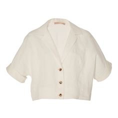 cropped white / cream button up / down shirt