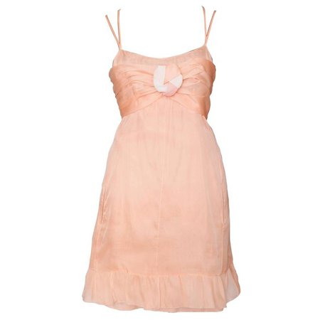 Delicate Baby Pink Chanel Silk Mini Dress For Sale at 1stdibs