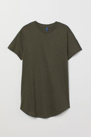 Long Fit T-shirt - Dark green melange - Men | H&M US