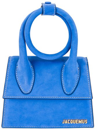 blue swayed jacquemus mini bag