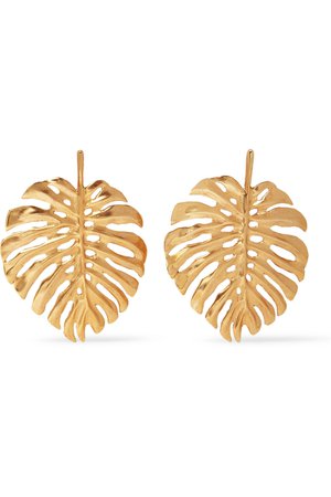 Oscar de la Renta | Monstera Leaf gold-plated earrings