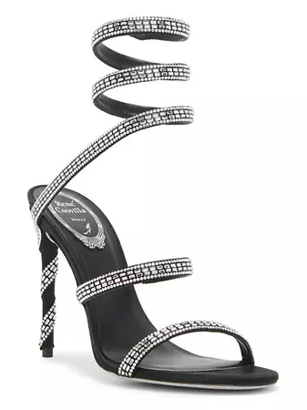 Shop Rene Caovilla Strass-Embellished Satin Ankle Wrap Sandals | Saks Fifth Avenue