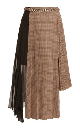 Asymmetric Pleated Houndstooth Skirt By Rokh | Moda Operandi