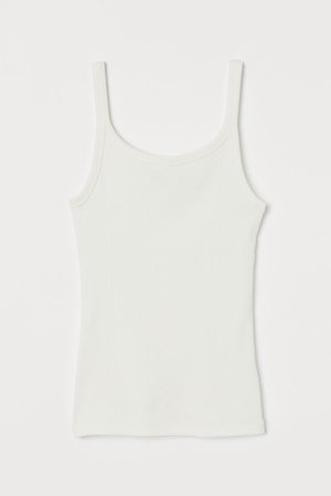 Ribbed Jersey Tank Top - White