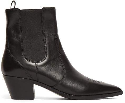 Western Leather Ankle Boots - Womens - Black