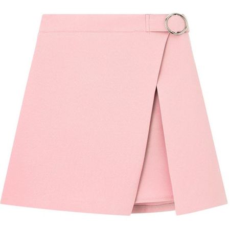 Ring Buckle Faux Wrap Mini Skirt