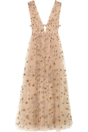 Valentino Sequin-Embellished Tulle And Georgette Gown | ModeSens