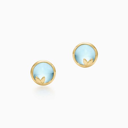 Paloma's Sugar Stacks earrings in 18k gold with blue topaz. | Tiffany & Co.