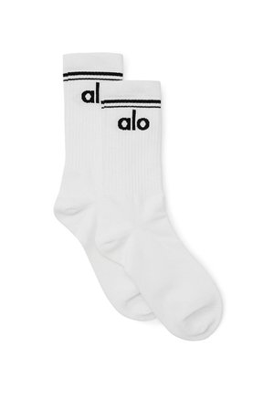 Throwback Sock - White/Black | Alo Yoga