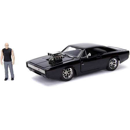 Jada The Fast & the Furious 1:24 Scale Dom's Black Dodge Charger R/T Diecast Car with Dom Figure - Walmart.com - Walmart.com