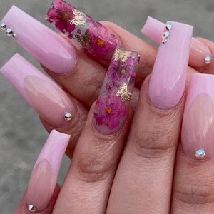 pink encapsulated flower nails