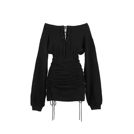 Lace Up Off Shoulder Hoodie Dress - GothBB 2022 free shipping available