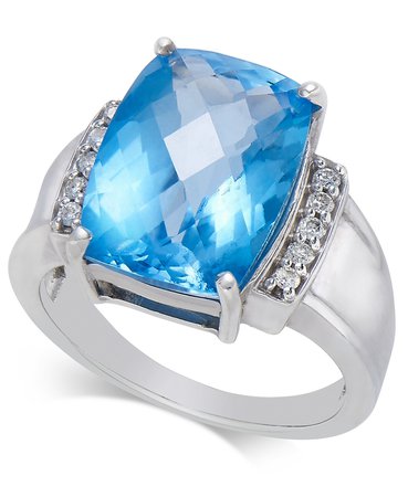 Macy's Sterling Silver Blue Topaz & Diamond Statement Ring