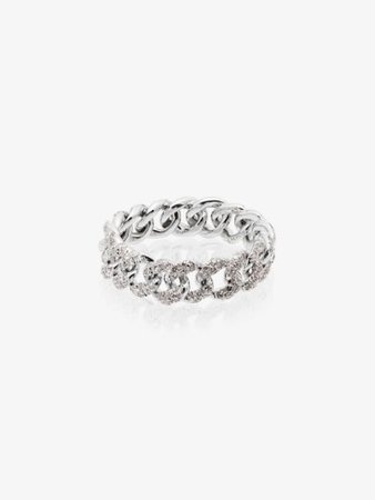 SHAY 18K white gold diamond link ring | Browns
