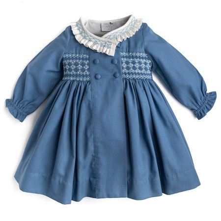 Classic Blue Handsmocked Dress – PEPA AND CO