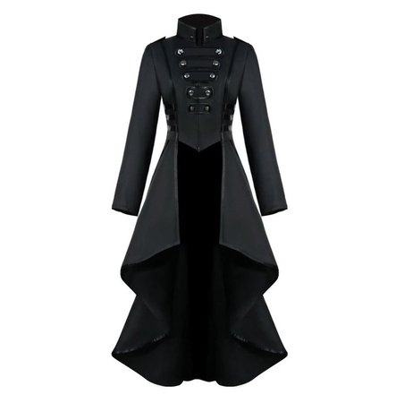 Gothic Steampunk Irregular Length Mandarin Collar Double Breast Long Sleeve Party Coat