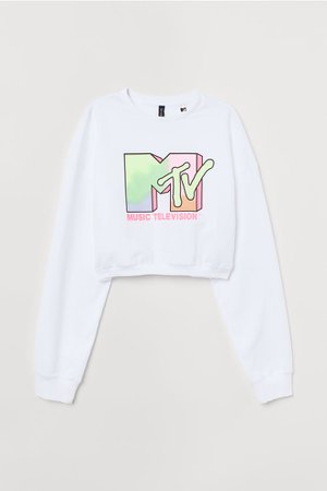 Short Sweatshirt - White/MTV - Ladies | H&M US