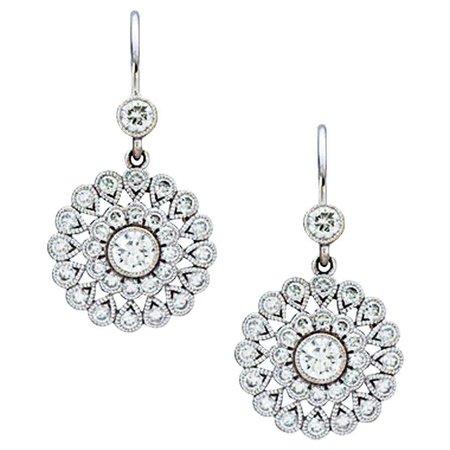 Stephen Russell Diamond Drop Earrings For Sale at 1stDibs