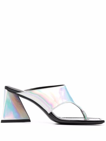 The Attico iridescent-effect thong-strap Sandals - Farfetch
