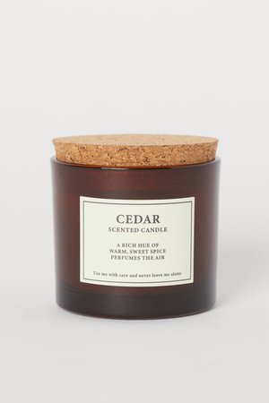 Scented candle with a cork lid - Light brown/Cedar - Home All | H&M GB