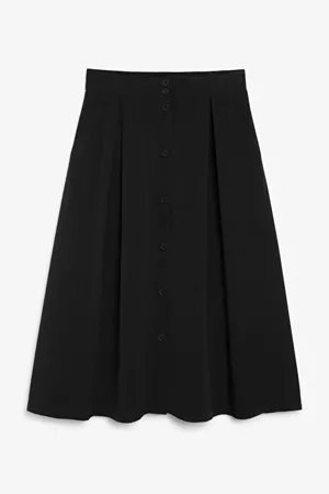 Pleated midi skirt - Black magic - Skirts - Monki WW