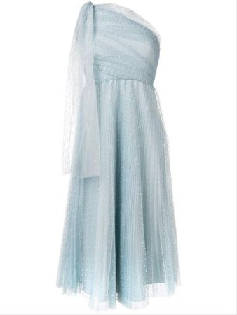 RED Valentino | Red Sky Blue Tulle One Shoulder Mid-Length Cocktail Dress