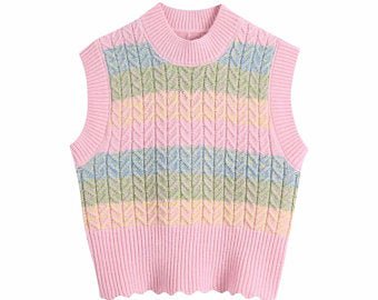 2021 Spring Autumn Sweater Knitted Vest Korean Top for Women Clothing Oversize Vintage Sleeveless Kawaii Harajuku V-Neck Cardiga – Google Sök