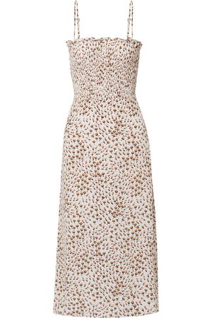 Faithfull The Brand | Solange smocked floral-print crepe midi dress | NET-A-PORTER.COM