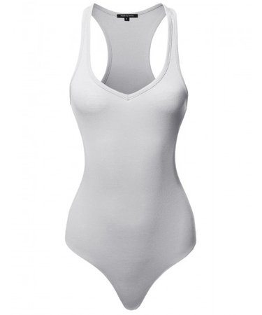 Women's Classic Solid Sleeveless V-Neck Bodysuit | 01 White